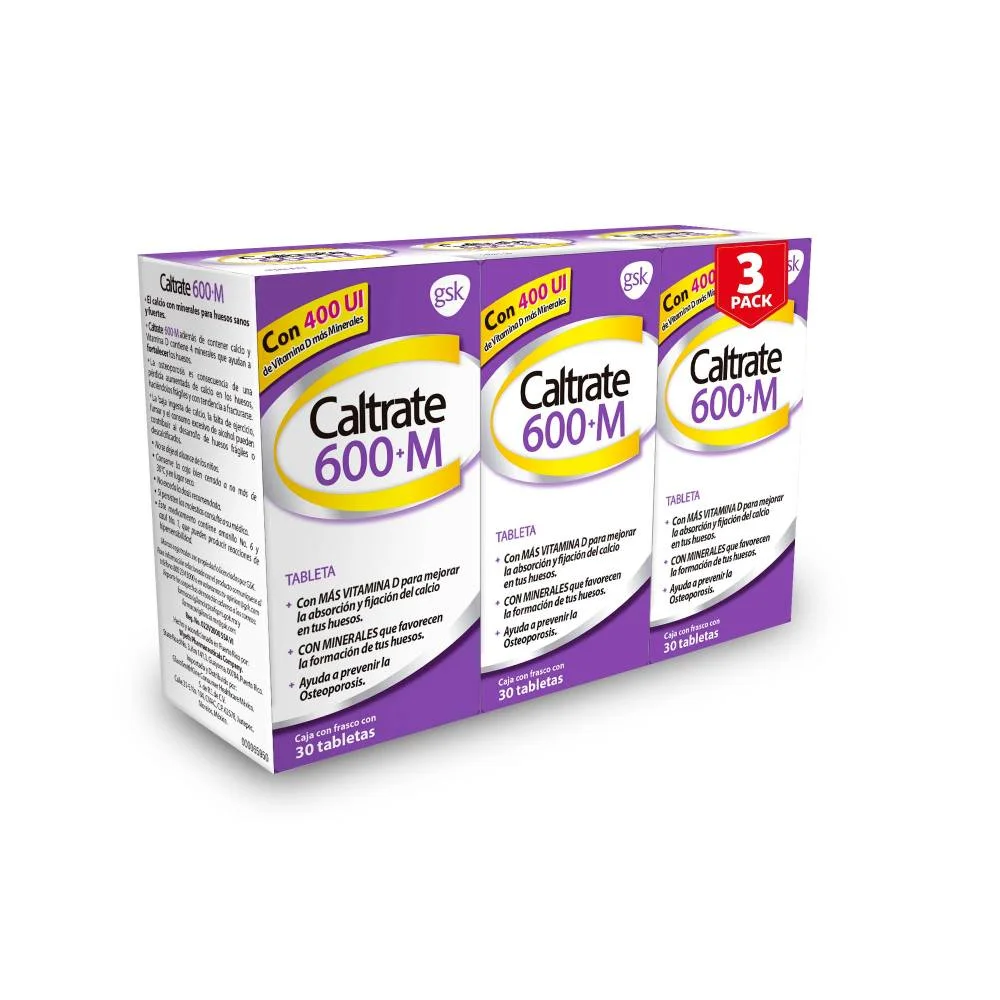 Caltrate 600+M suplemento de calcio con vitamina D y minerales para fortalecer huesos y prevenir osteoporosis