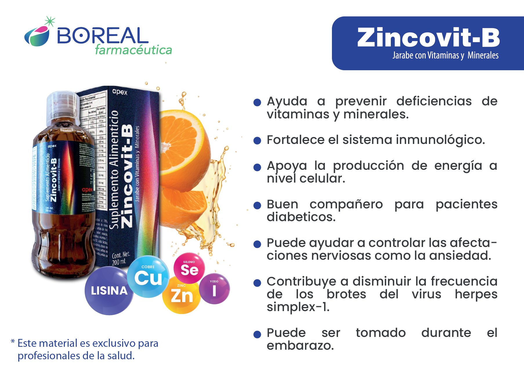 Zincovit-B jarabe suplemento alimenticio con vitaminas, minerales, zinc y complejo B, fortalece el sistema inmune, apetito y ayuda en recuperación en México