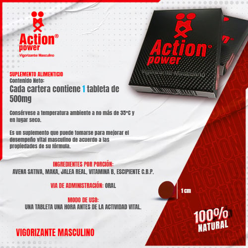 Comprar Action Power Vigorizante Masculino 3 Carteras Con 2 Tabletas